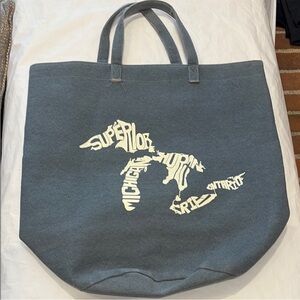 Heather blue Great Lakes tote bag Michigan